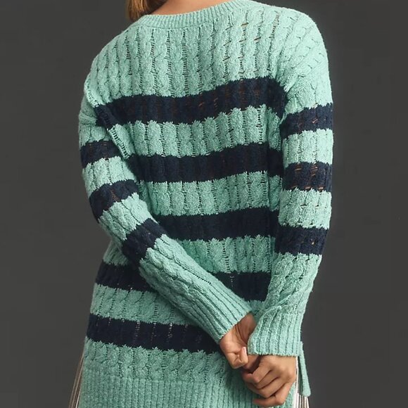 Anthropologie Pilcro Blue Longline Stitch Sweater/NWT/M - Picture 3 of 14